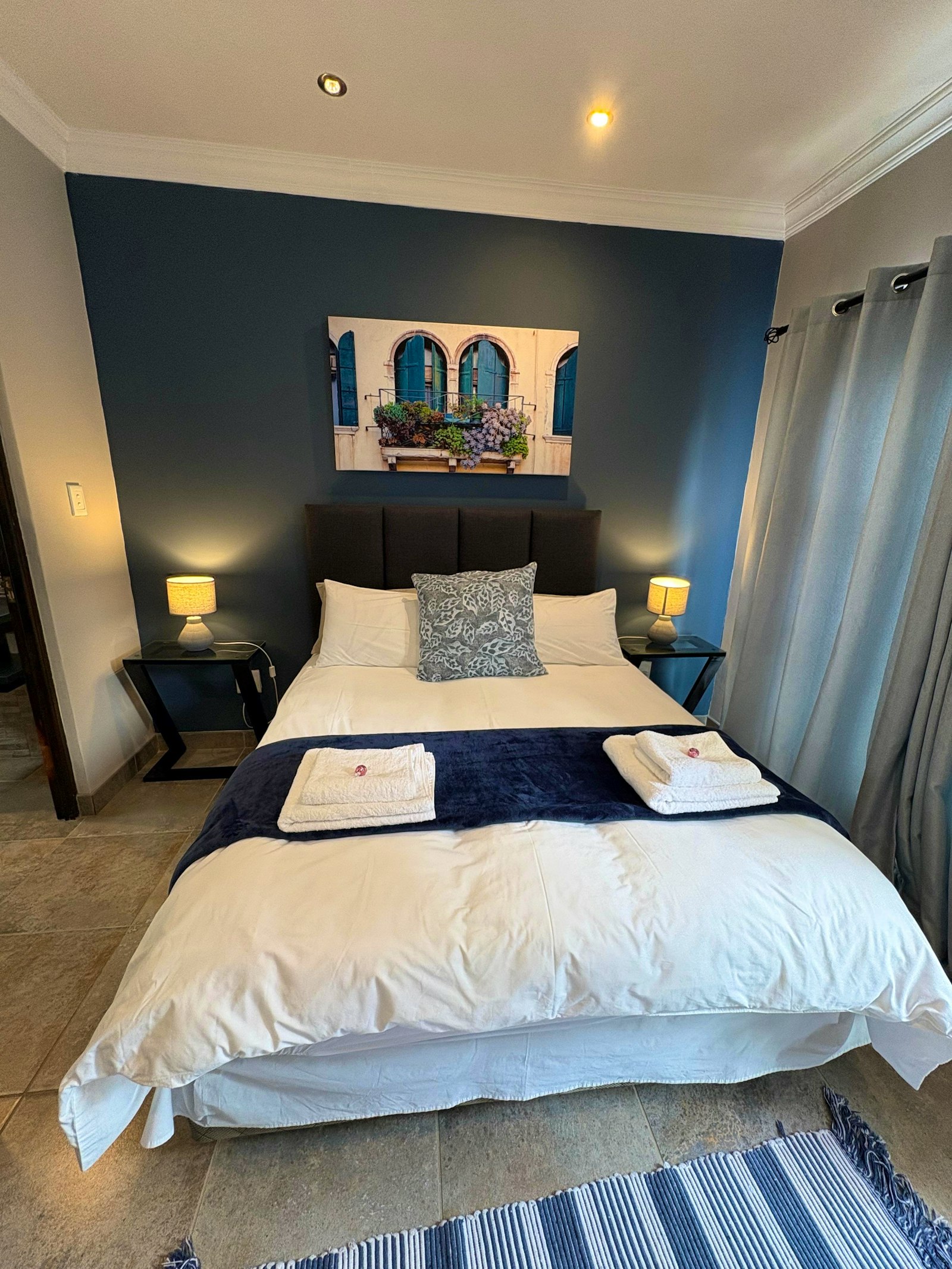 Bright Mediterranean-styled bedroom with natural light
